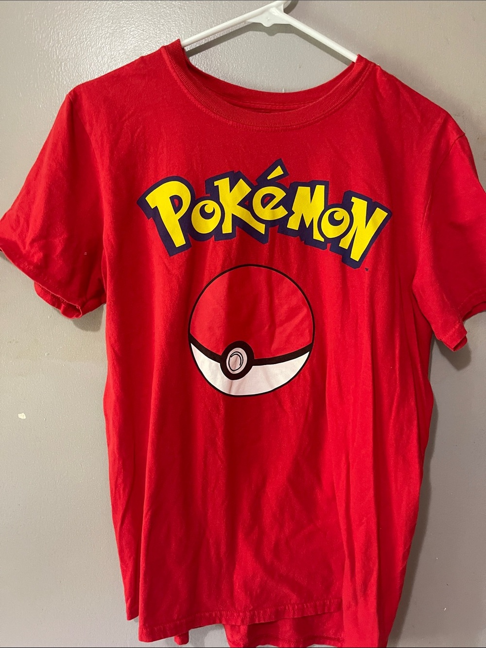 Pokemon Red Short-Sleeve Tee with Yellow Logo and Poké Ball